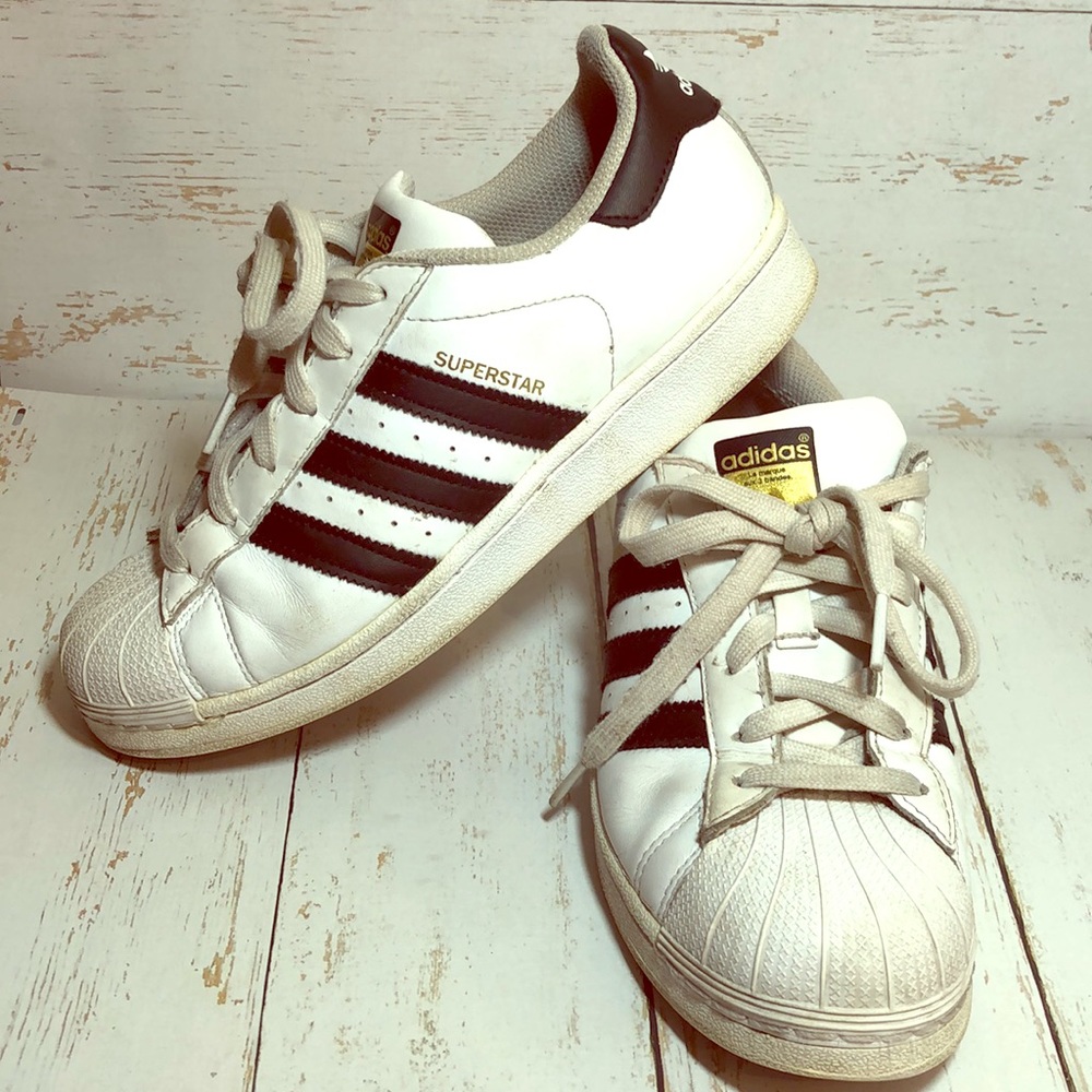 Adidas Superstar White Black Stripe Sneaker - Picture 1 of 7